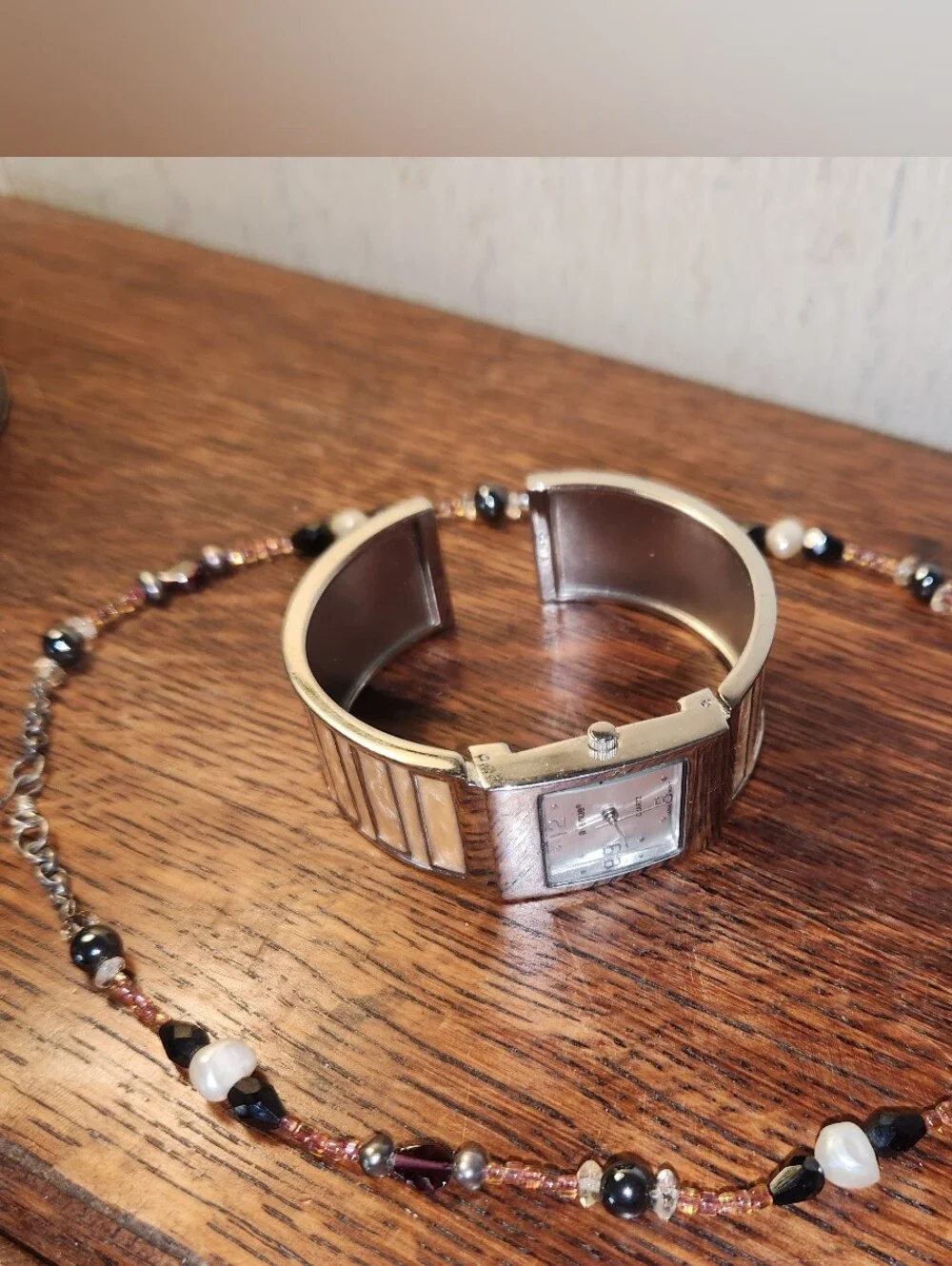 Avenue Silver Cuff Watch and Necklace Set